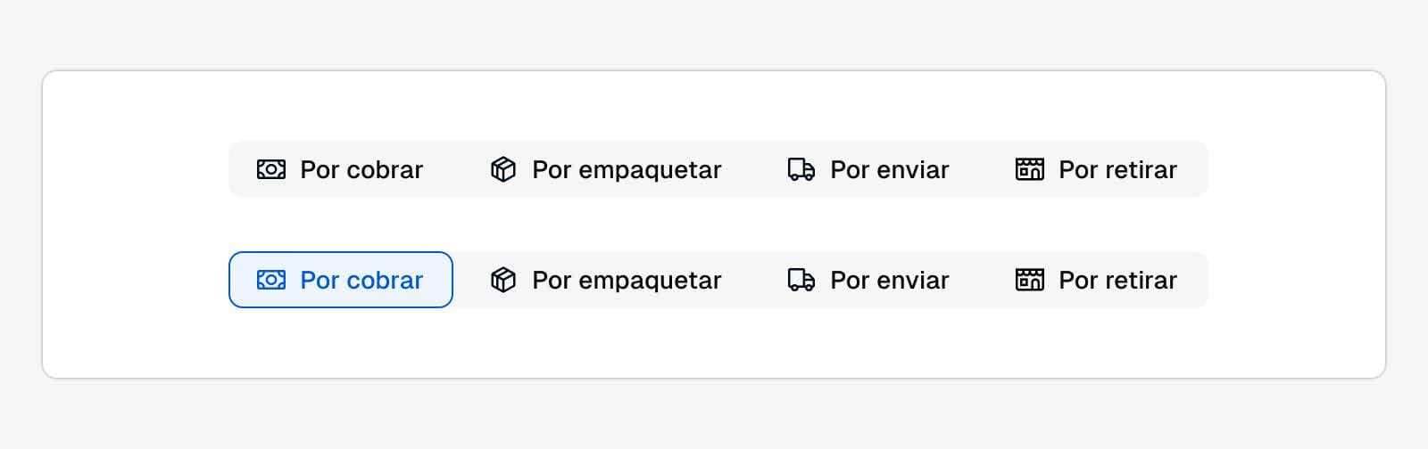 Imagen de las variantes de selección: basic con todas las opciones no seleccionadas y controlled con selección única