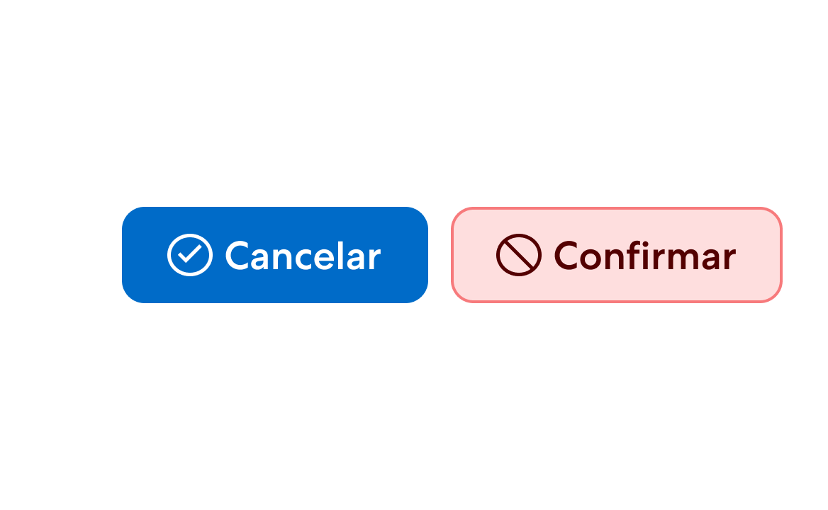 Debemos mantener la coherencia entre las variantes utilizadas y el mensaje del botón.