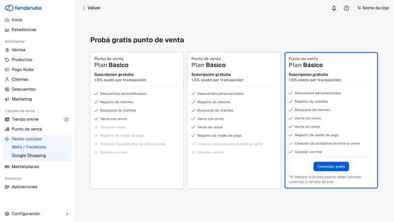 Imagen de la visualización en desktop con planes organizados horizontalmente en layout de grilla